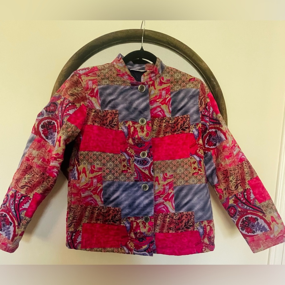 breckenridge Patchwork Quilted Bomber Jacket - Pink Multi